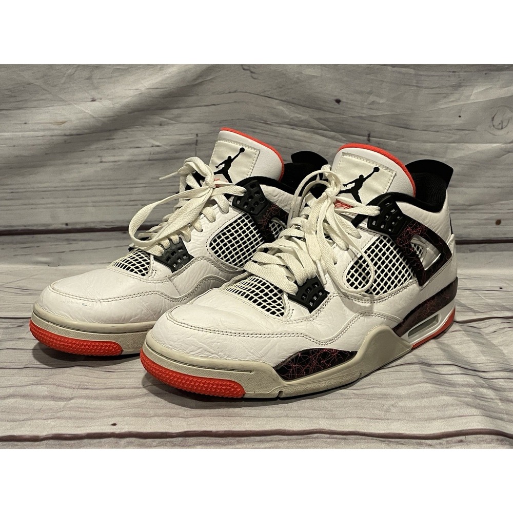 Nike Air Jordan 4 Retro Mens 10.5 Flight Nostalgia White Orange Sneakers Shoes